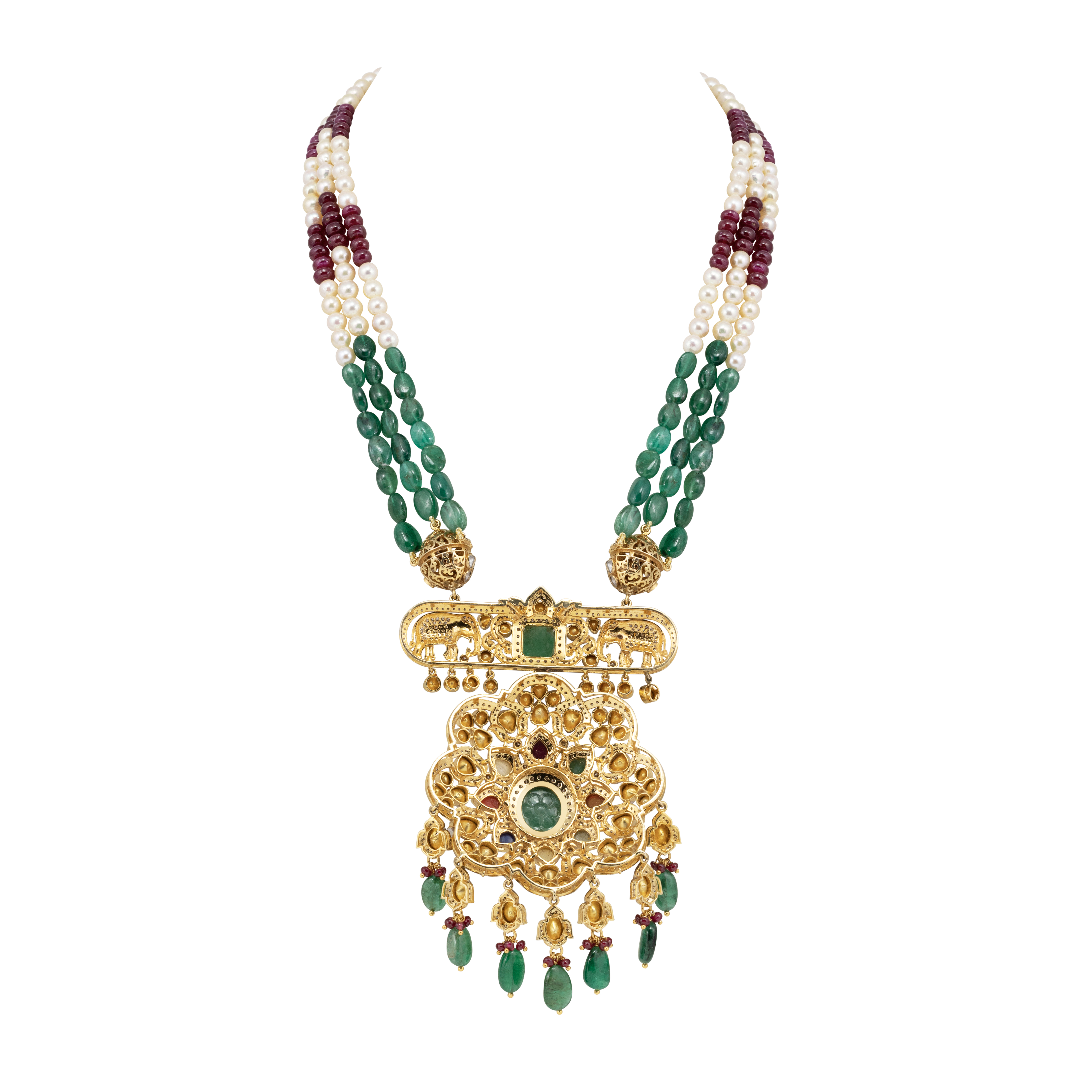 Navratan Necklace with Open Polki and beads